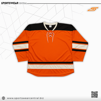 Ice Hockey Jersey – Orange Black & White Lace Up Hockey Jersey